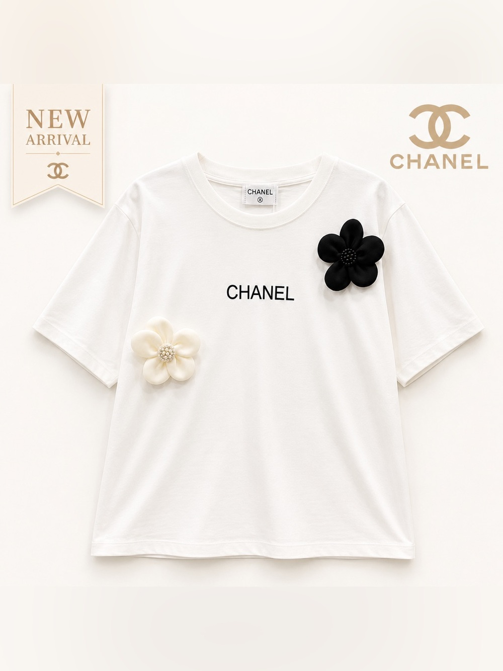🔥 NEW ARRIVAL 🔥 🖤🤍Camellia Flower Logo T-Shirt 🤍🖤
